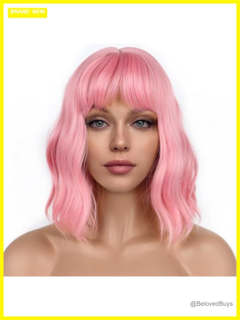 Loose Wavy Bob Wig with Bangs Shoulder Length Synthetic Cosplay Costume